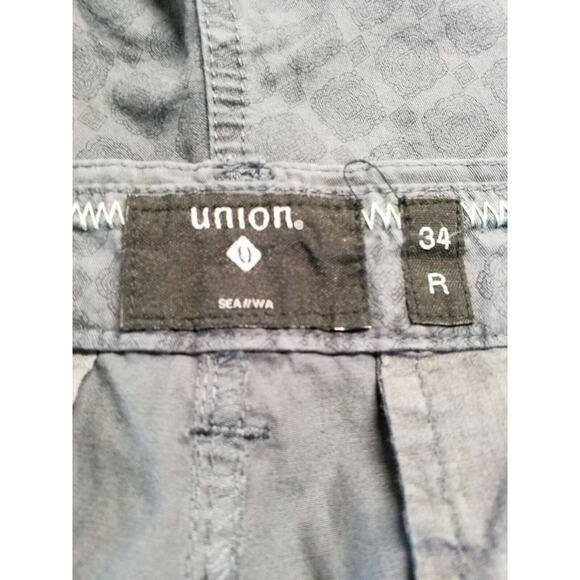 Nordstrom Union Shorts Zip Front Slant Pockets Geometric Print Cotton Size 40 - Picture 5 of 7